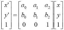 Affine transform equation matrix