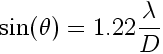 Rayleigh resolutio equation